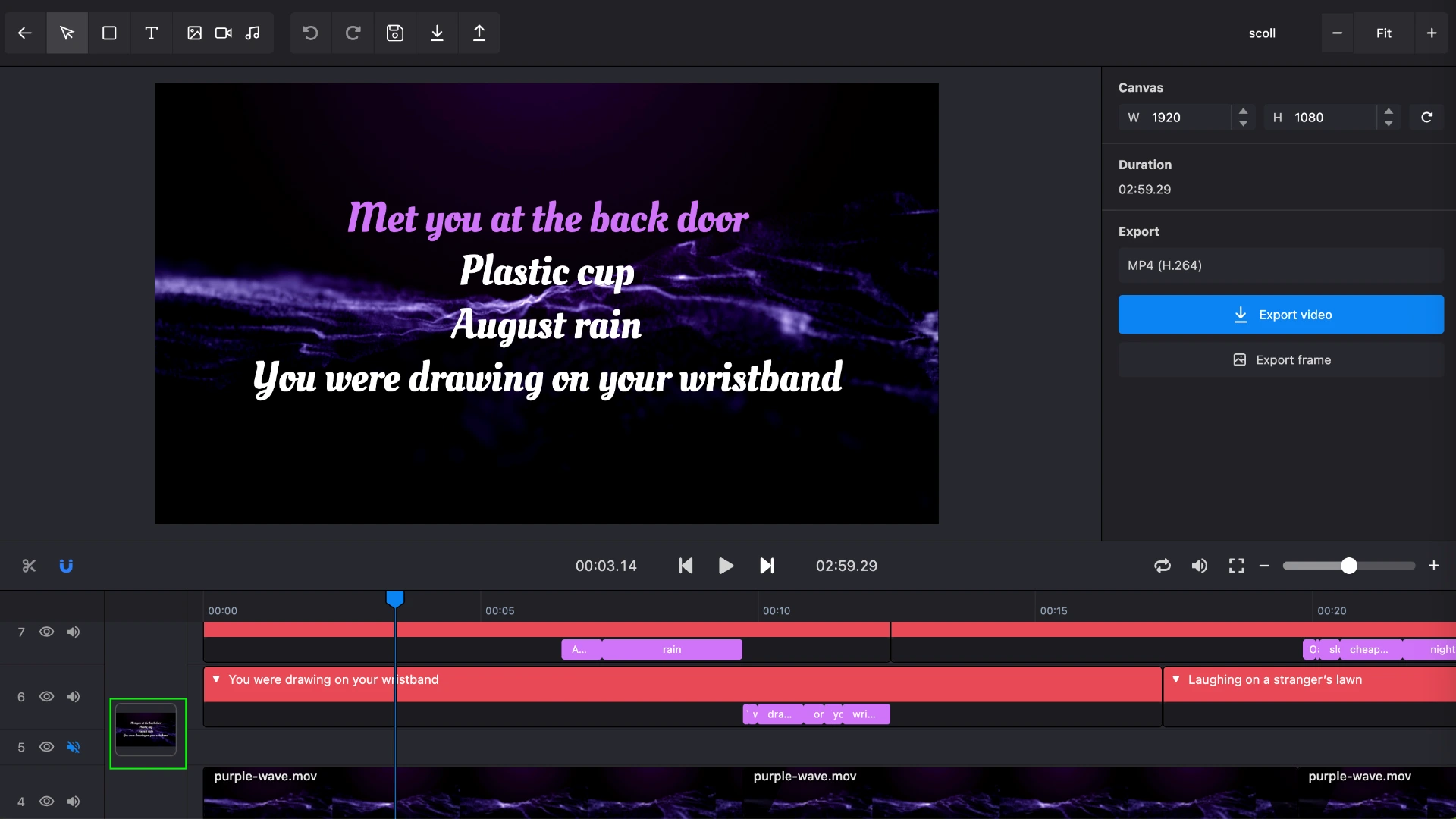 Exporting a still frame and setting a project cover image in Karadeo