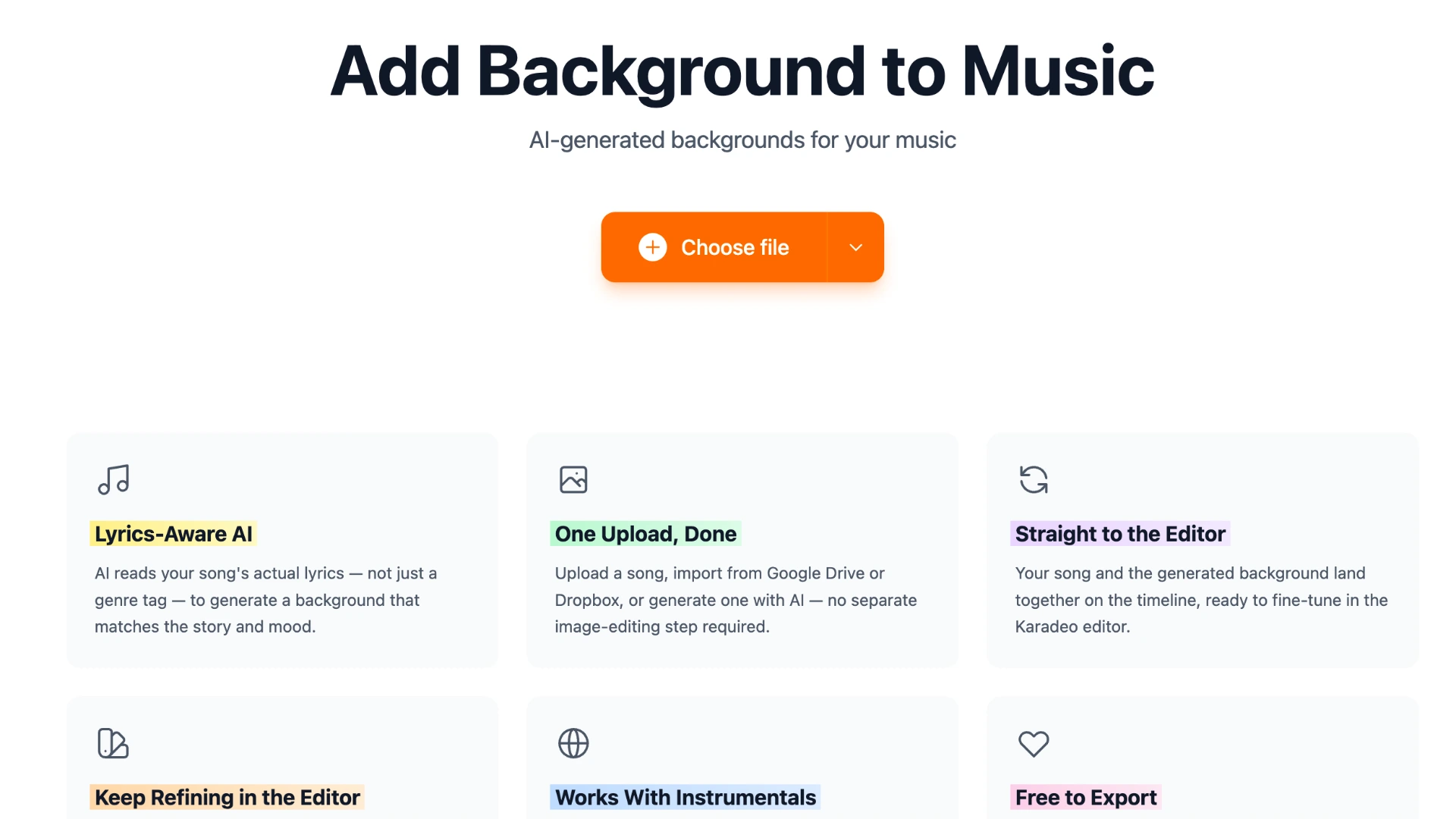 Adding an AI generated background to a song with Karadeo's Add Background tool